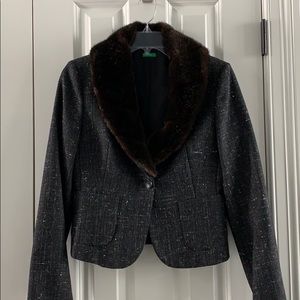 Benetton Jacket with Removable Faux Fur Collar